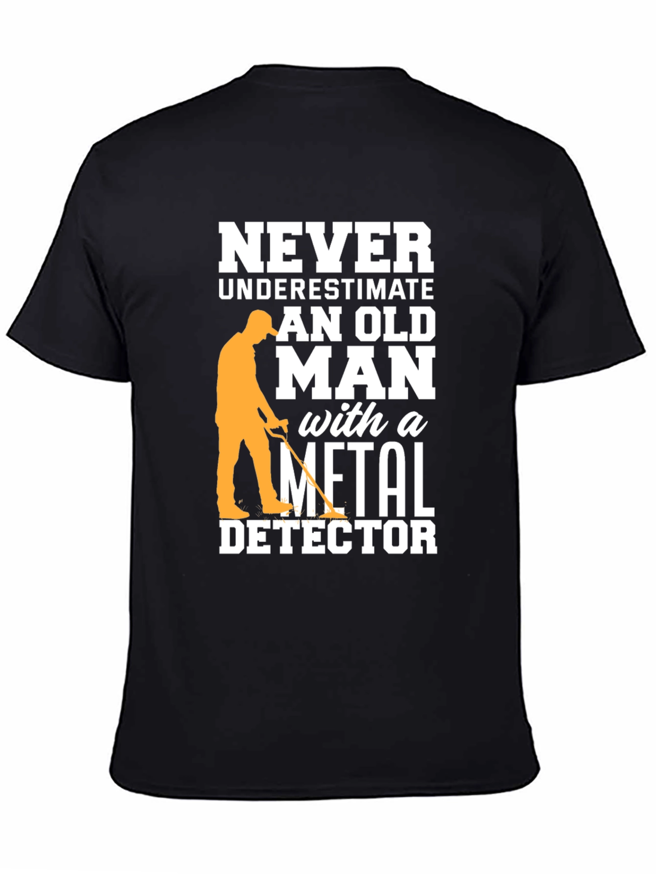 Funny Metal Detector Old Man Black T-Shirt