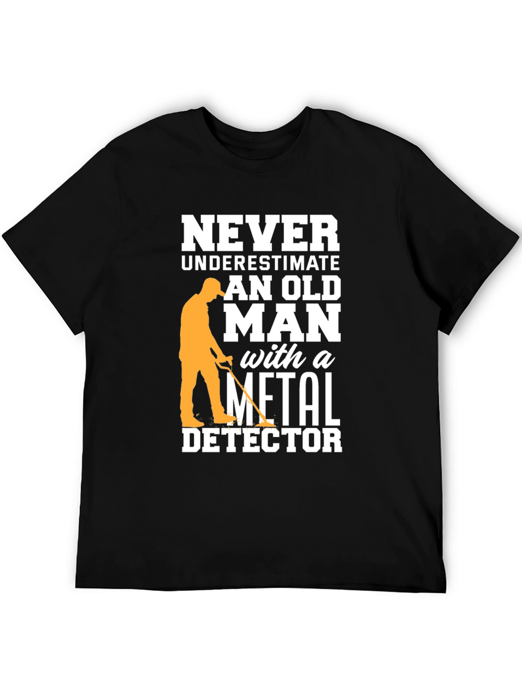 Funny Metal Detector Old Man Black T-Shirt