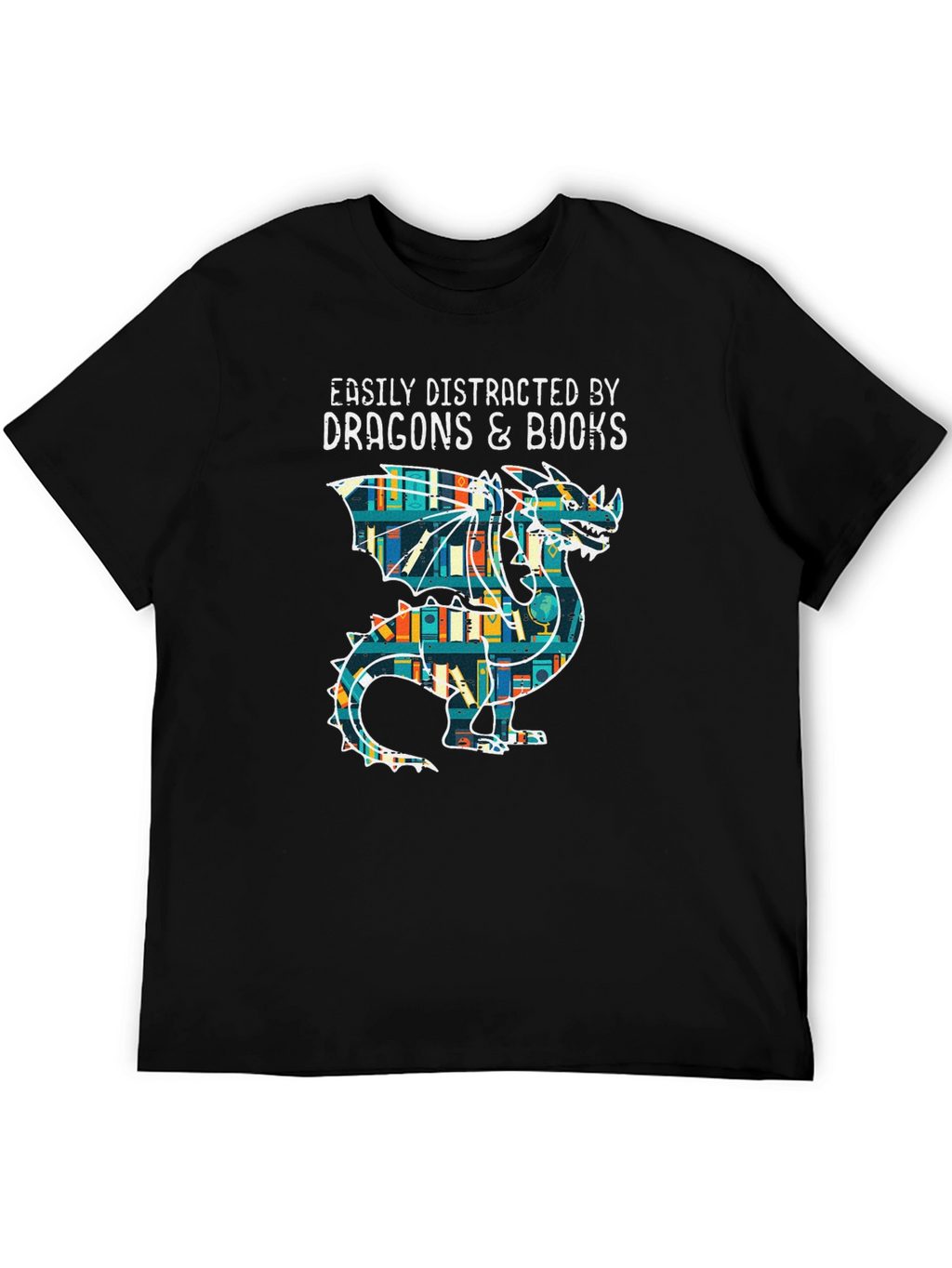 Dragon & Books Graphic Tee - Book Lover Shirt