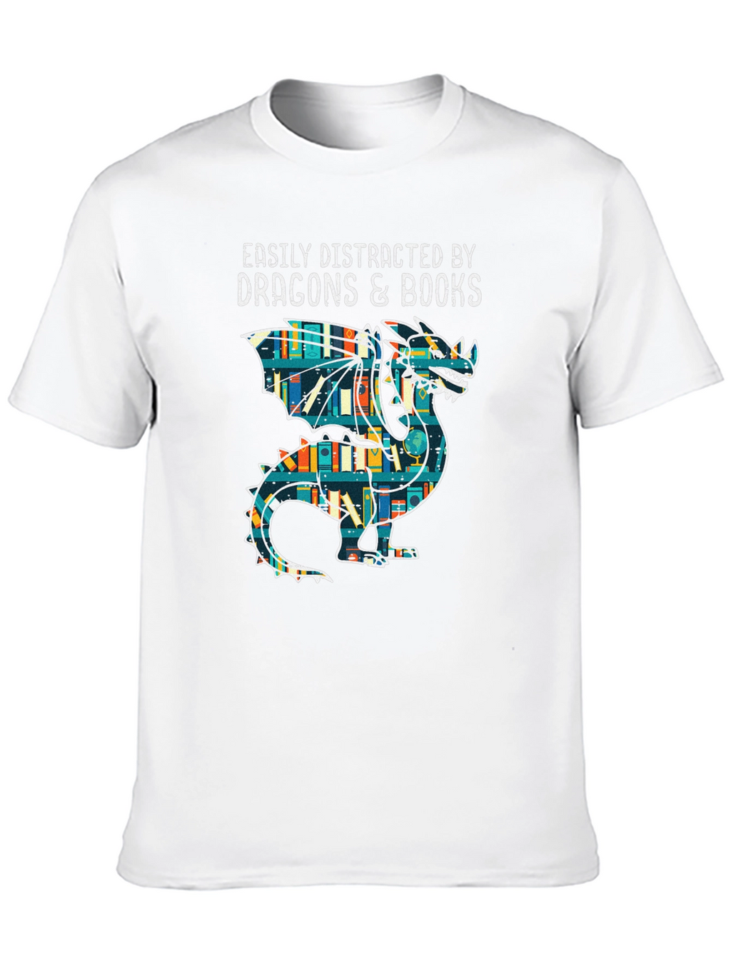 Dragon & Books Graphic Tee - Book Lover Shirt