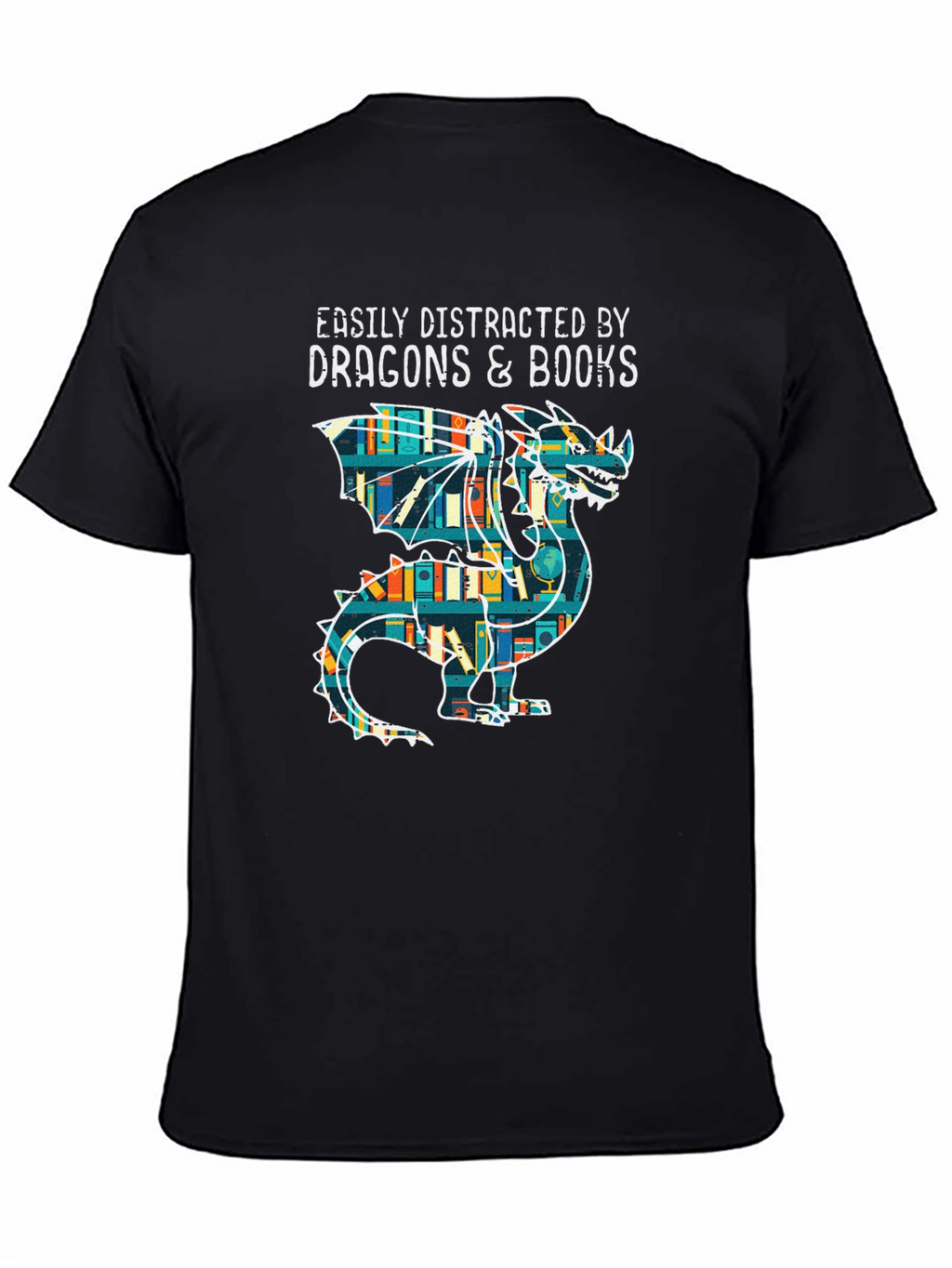 Dragon & Books Graphic Tee - Book Lover Shirt