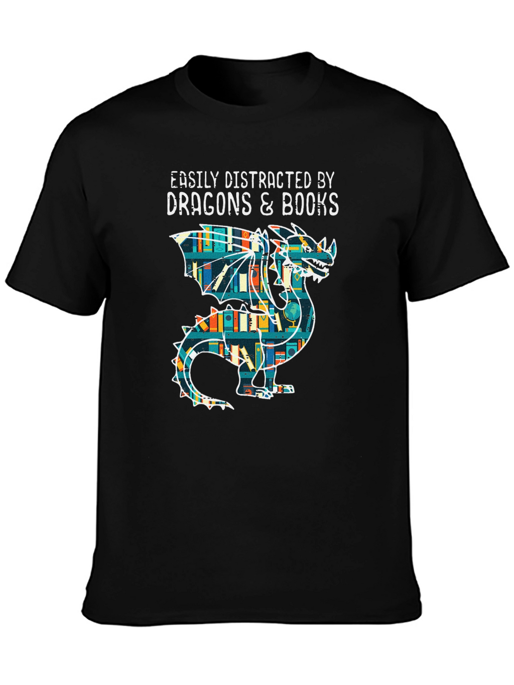 Dragon & Books Graphic Tee - Book Lover Shirt