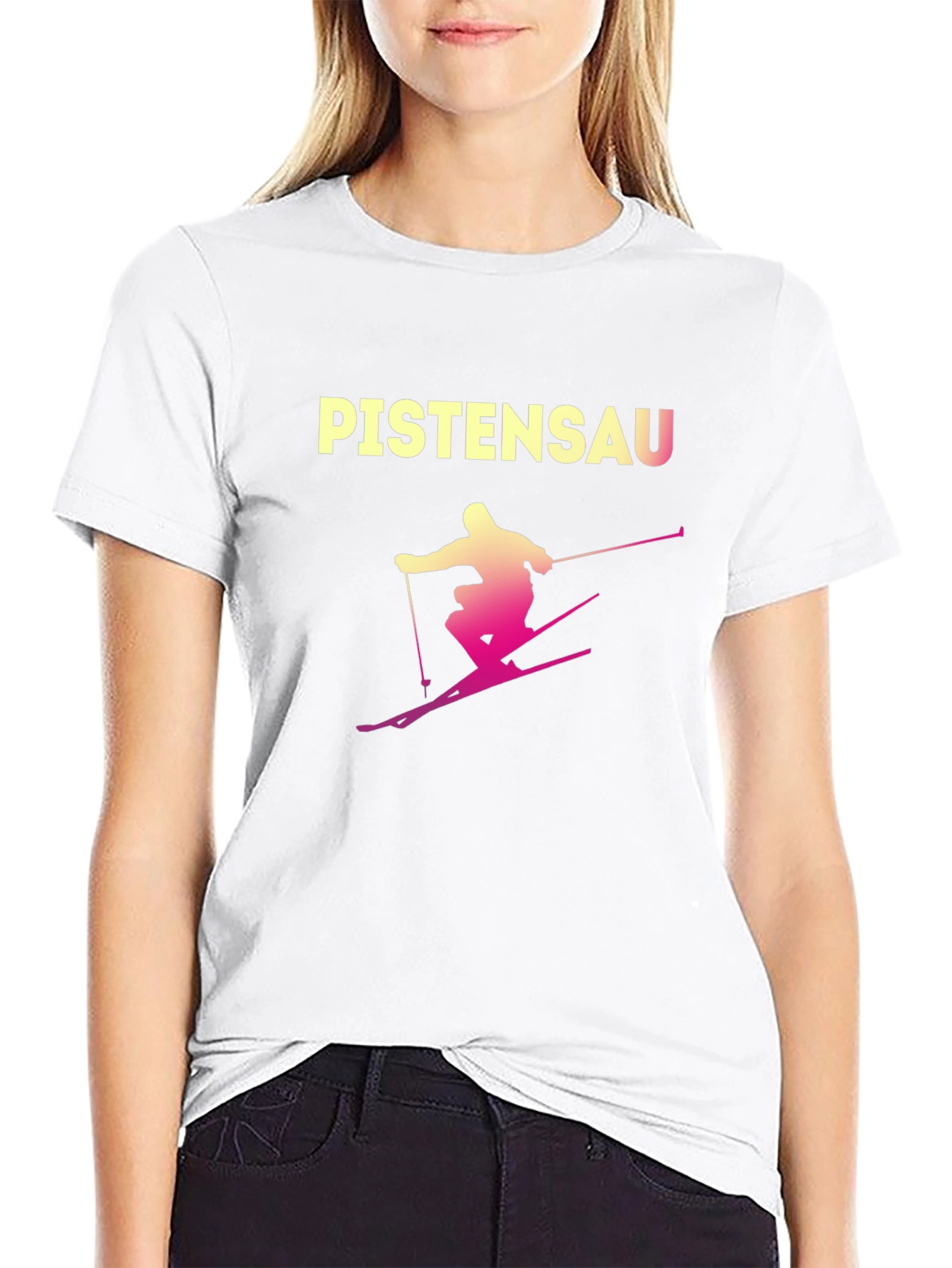 Pistensau Skiing Graphic Tee - Black Cotton Blend