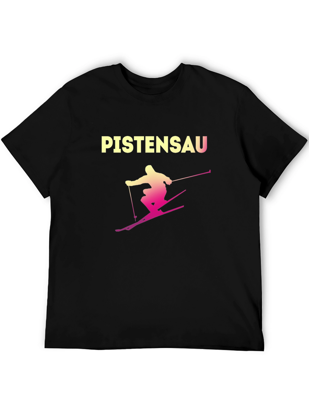 Pistensau Skiing Graphic Tee - Black Cotton Blend