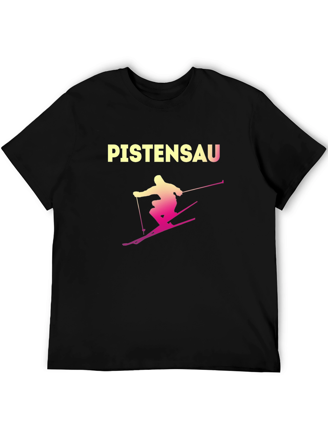 Pistensau Skiing Graphic Tee - Black Cotton Blend
