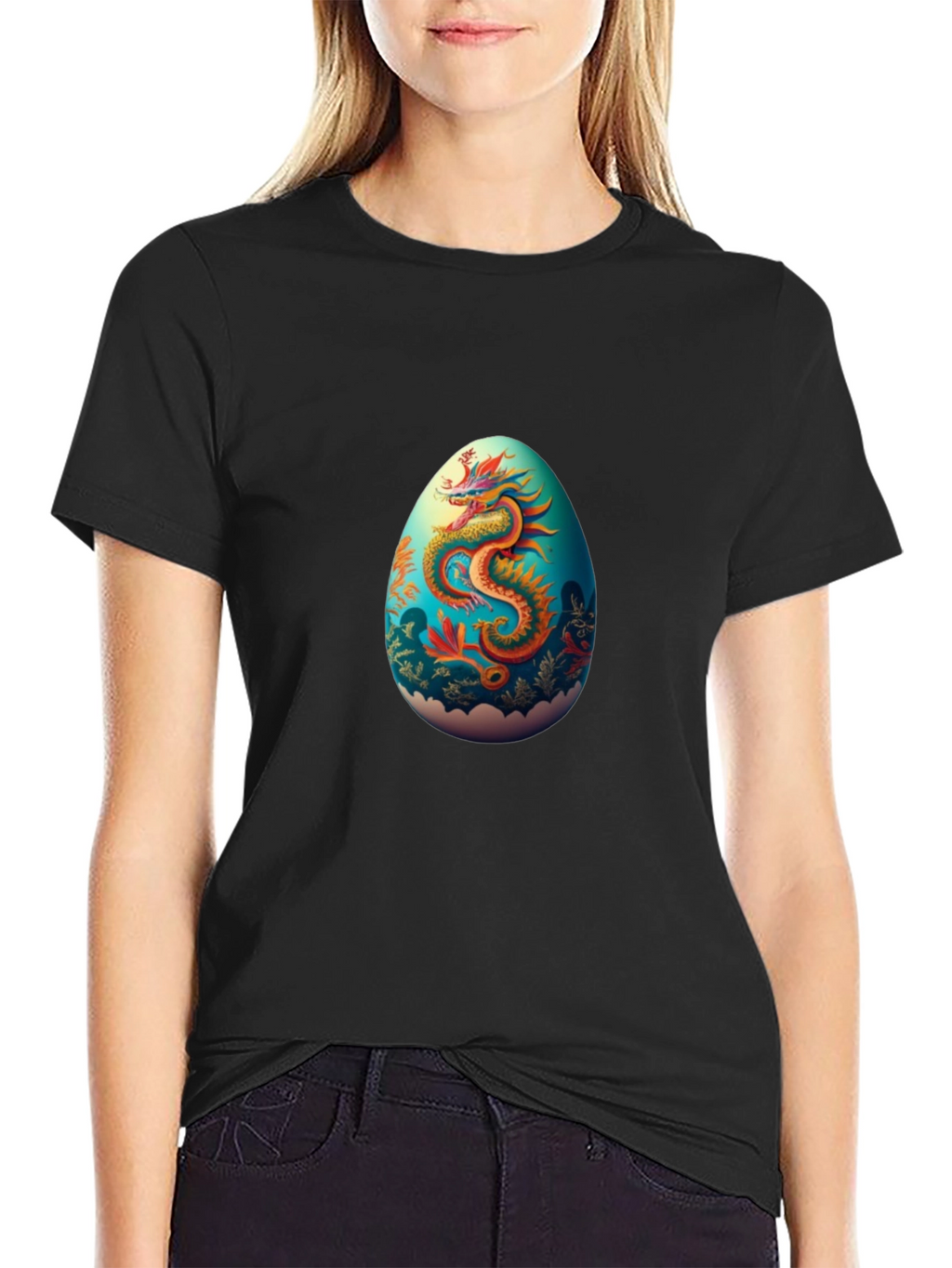 Dragon Egg Graphic Tee - Black Casual T-Shirt