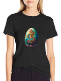 Dragon Egg Graphic Tee - Black Casual T-Shirt