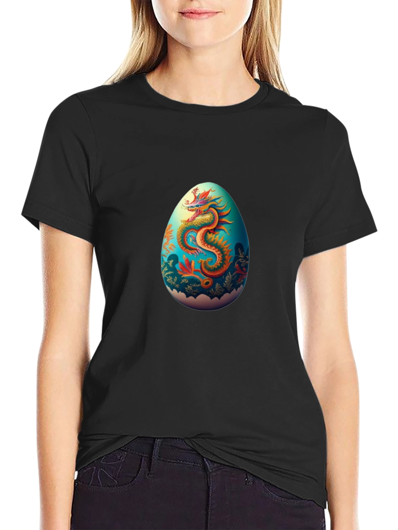 Dragon Egg Graphic Tee - Black Casual T-Shirt