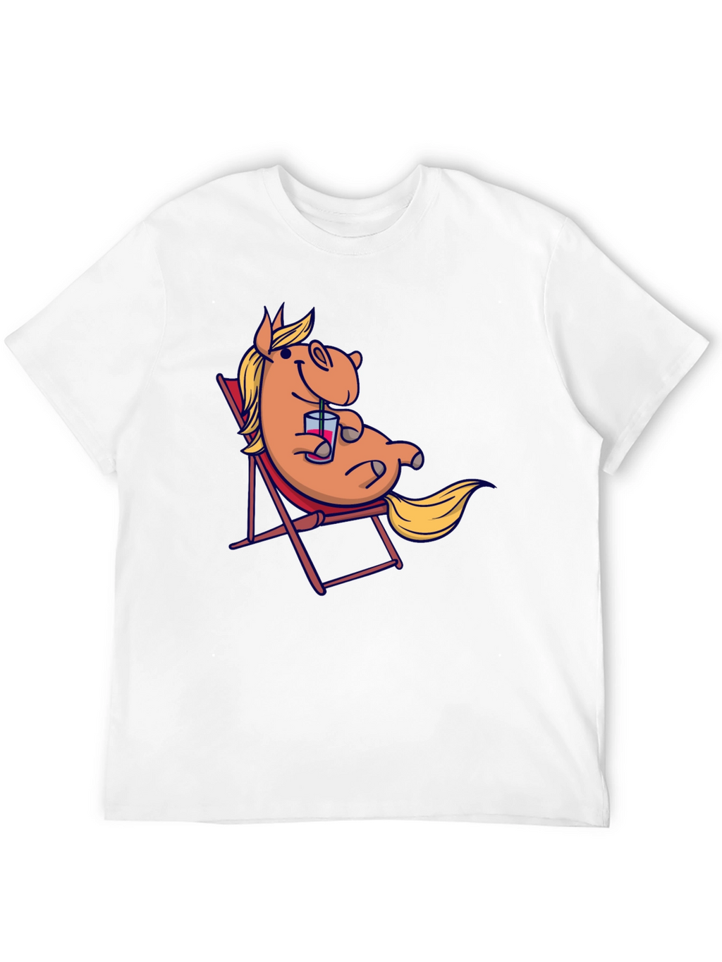 Relaxed Cartoon Horse T-Shirt - Black Cotton Tee