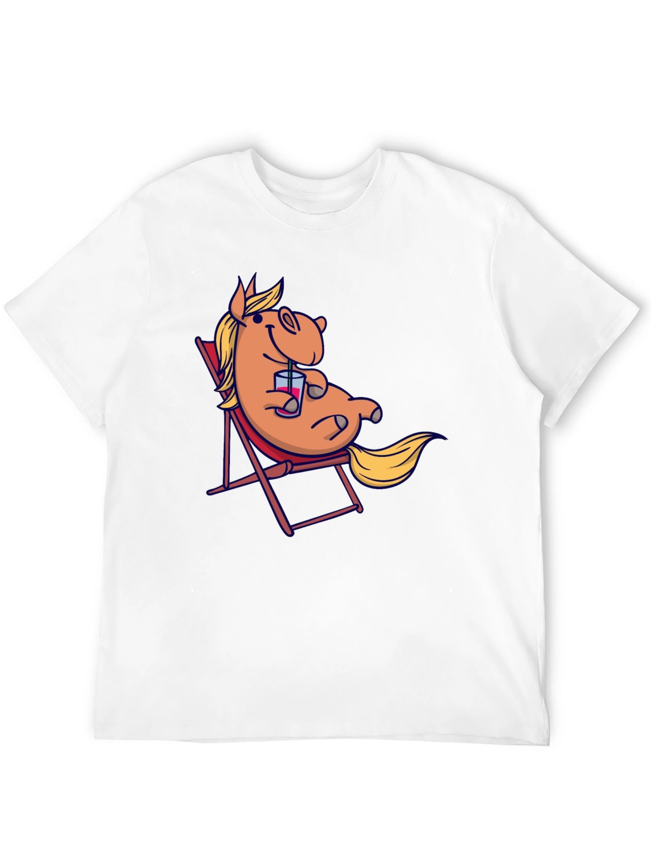 Relaxed Cartoon Horse T-Shirt - Black Cotton Tee
