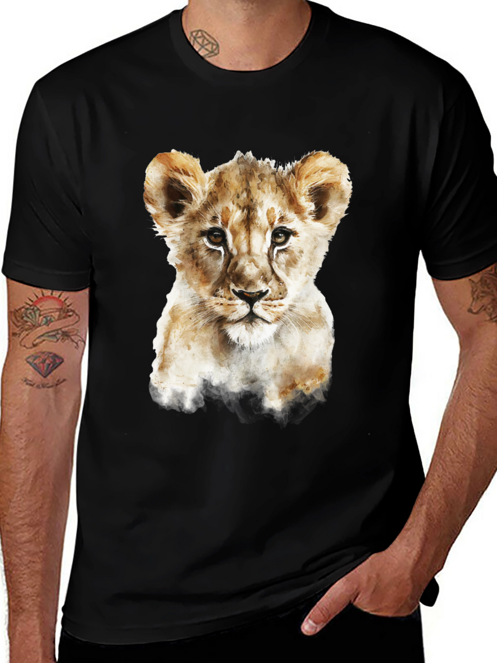 Lion Cub Graphic Tee - Mens Black T-Shirt