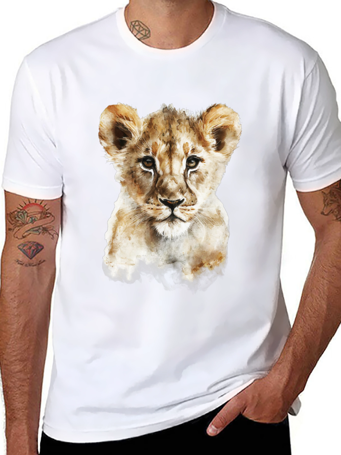 Lion Cub Graphic Tee - Mens Black T-Shirt