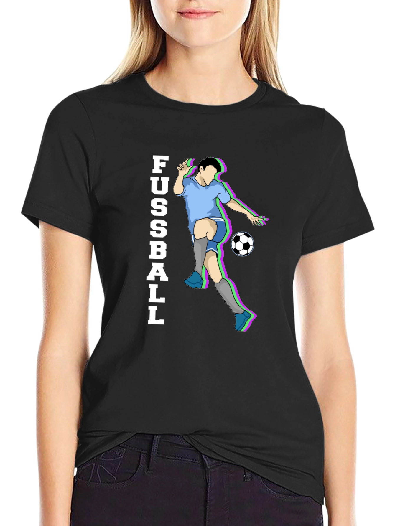 Fussball Graphic Tee - Black Cotton Soccer T-Shirt