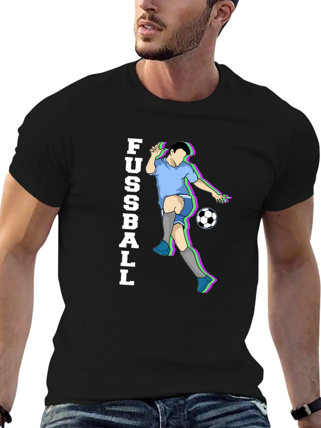 Fussball Graphic Tee - Black Cotton Soccer T-Shirt