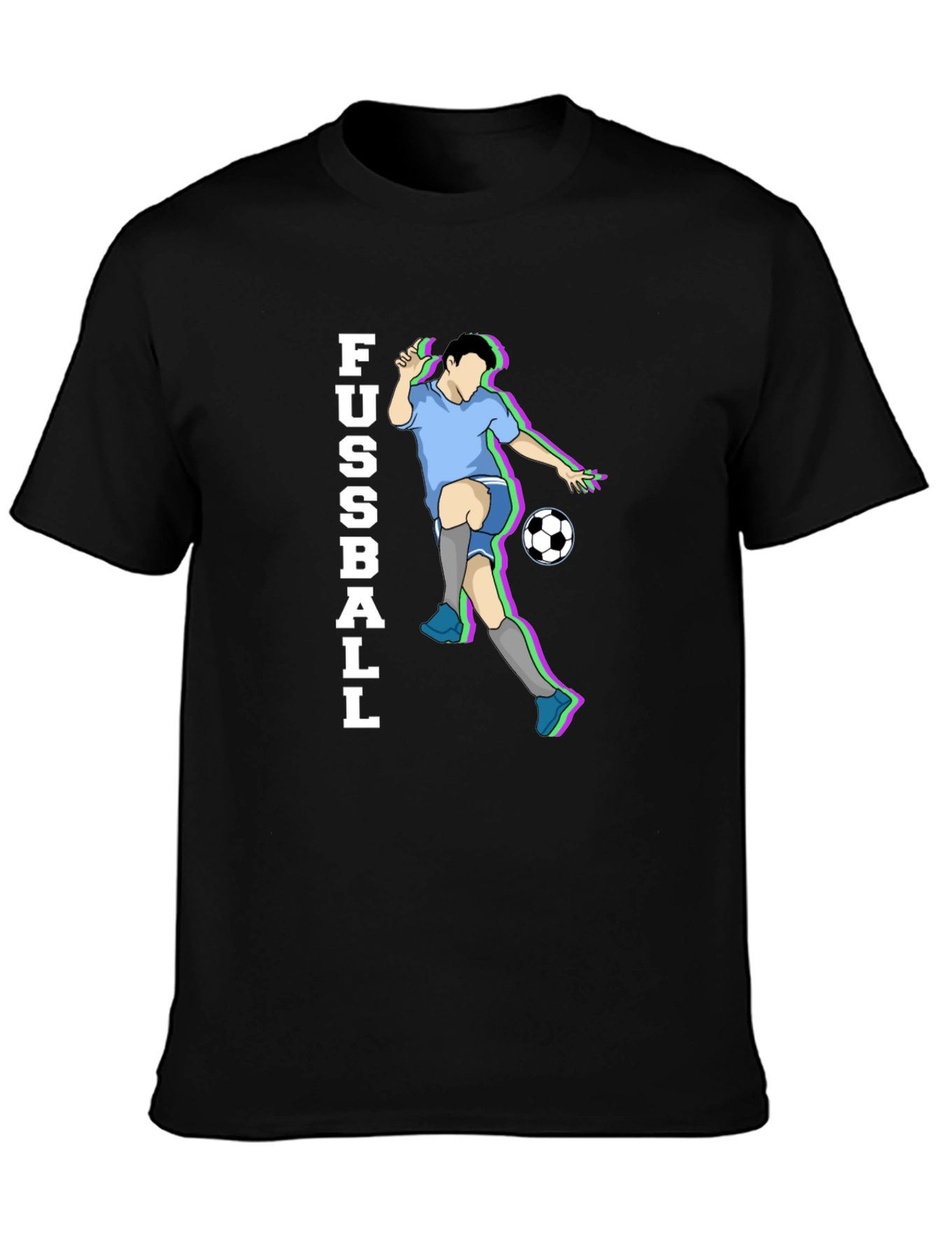 Fussball Graphic Tee - Black Cotton Soccer T-Shirt