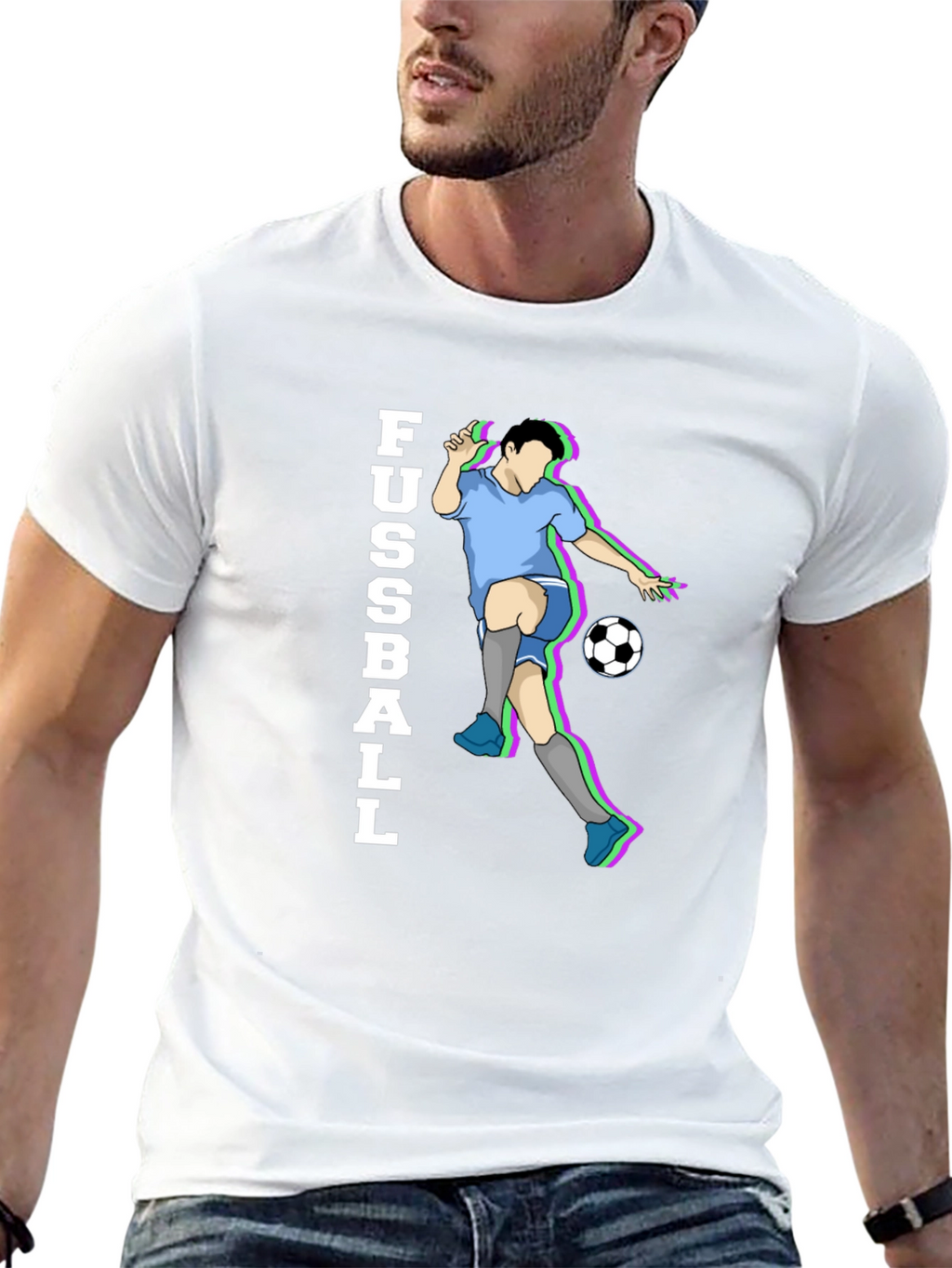 Fussball Graphic Tee - Black Cotton Soccer T-Shirt