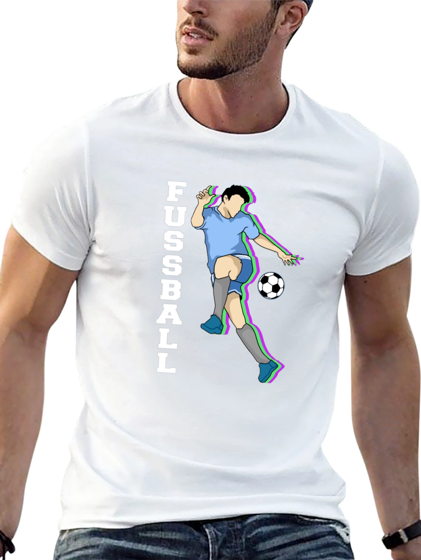 Fussball Graphic Tee - Black Cotton Soccer T-Shirt