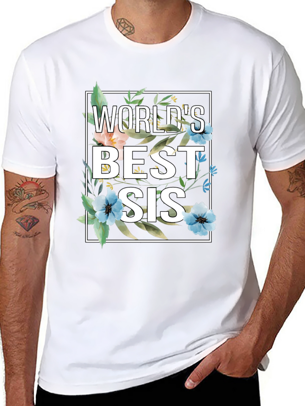 Worlds Best Sis Floral Graphic T-Shirt