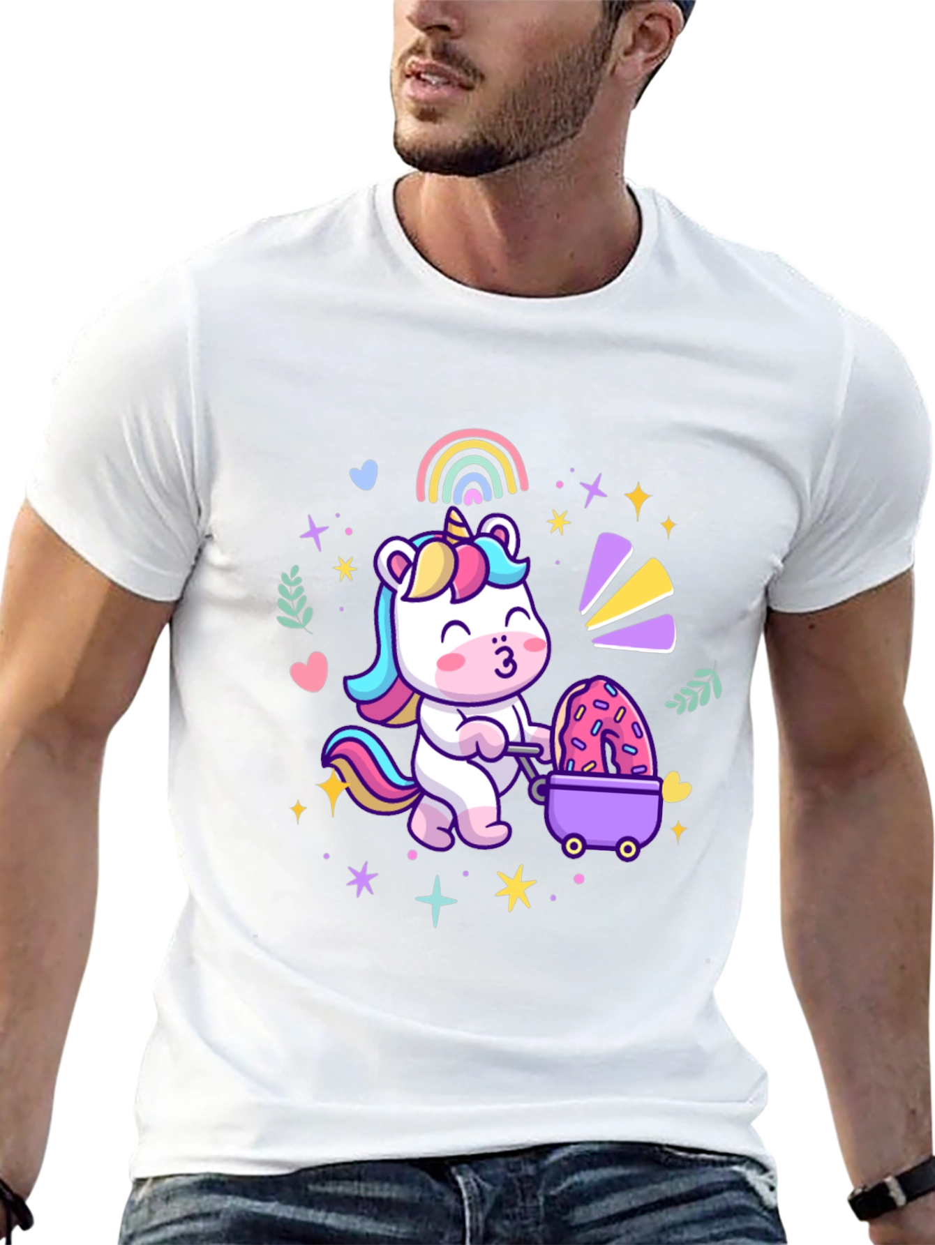 Cute Unicorn Donut Cart Graphic Tee