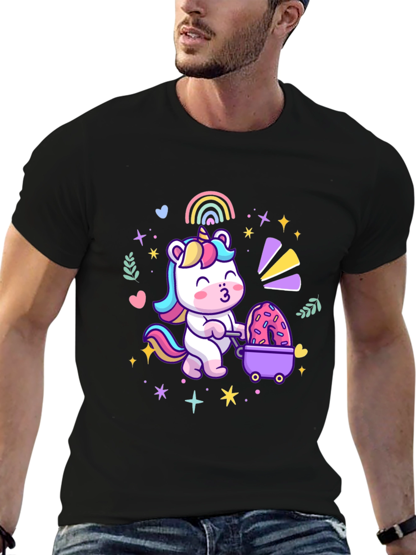 Cute Unicorn Donut Cart Graphic Tee