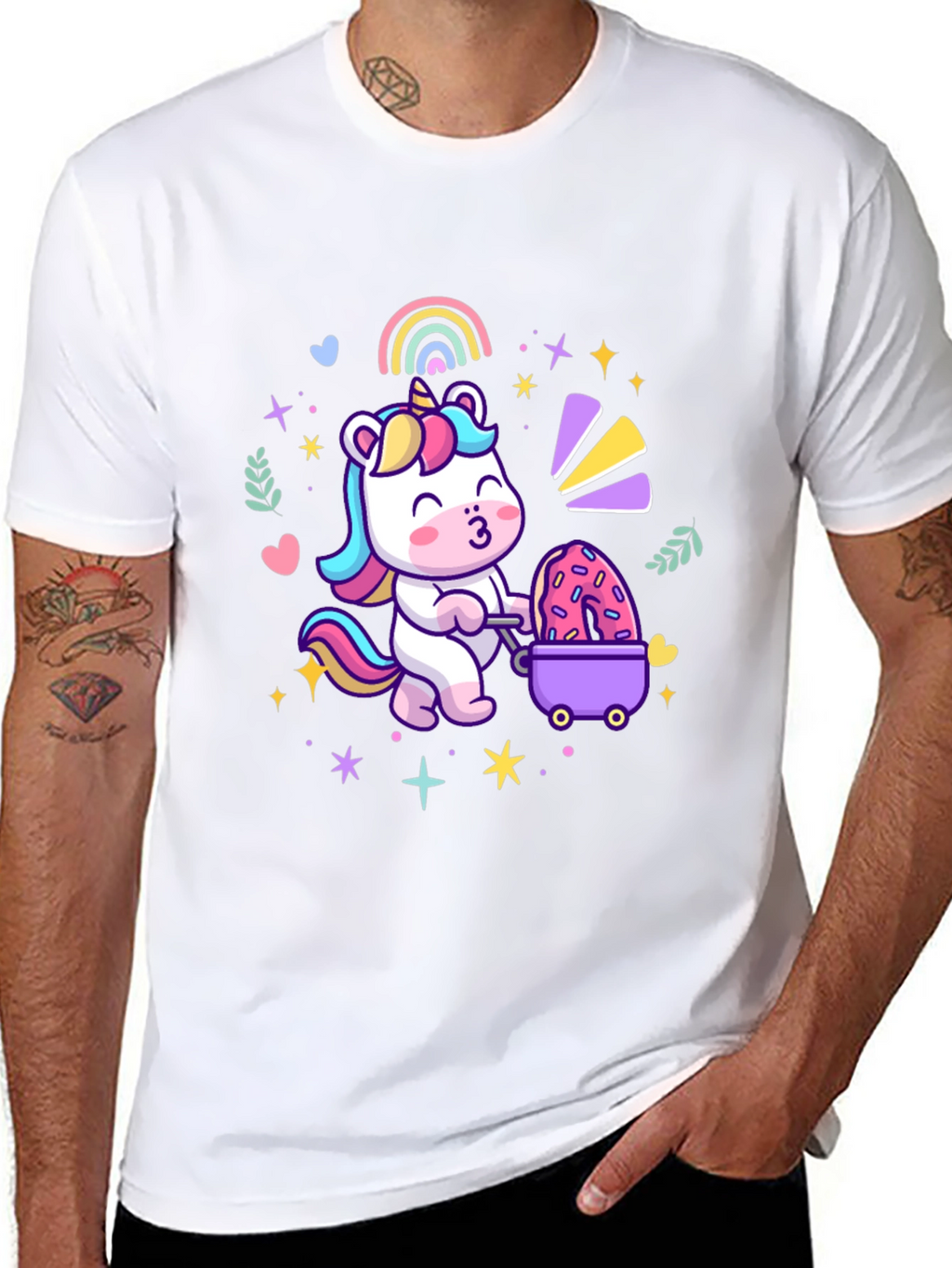 Cute Unicorn Donut Cart Graphic Tee