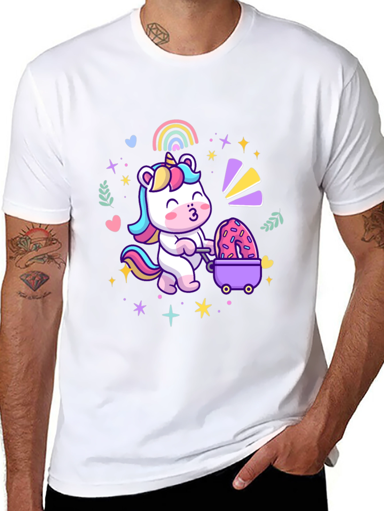Cute Unicorn Donut Cart Graphic Tee