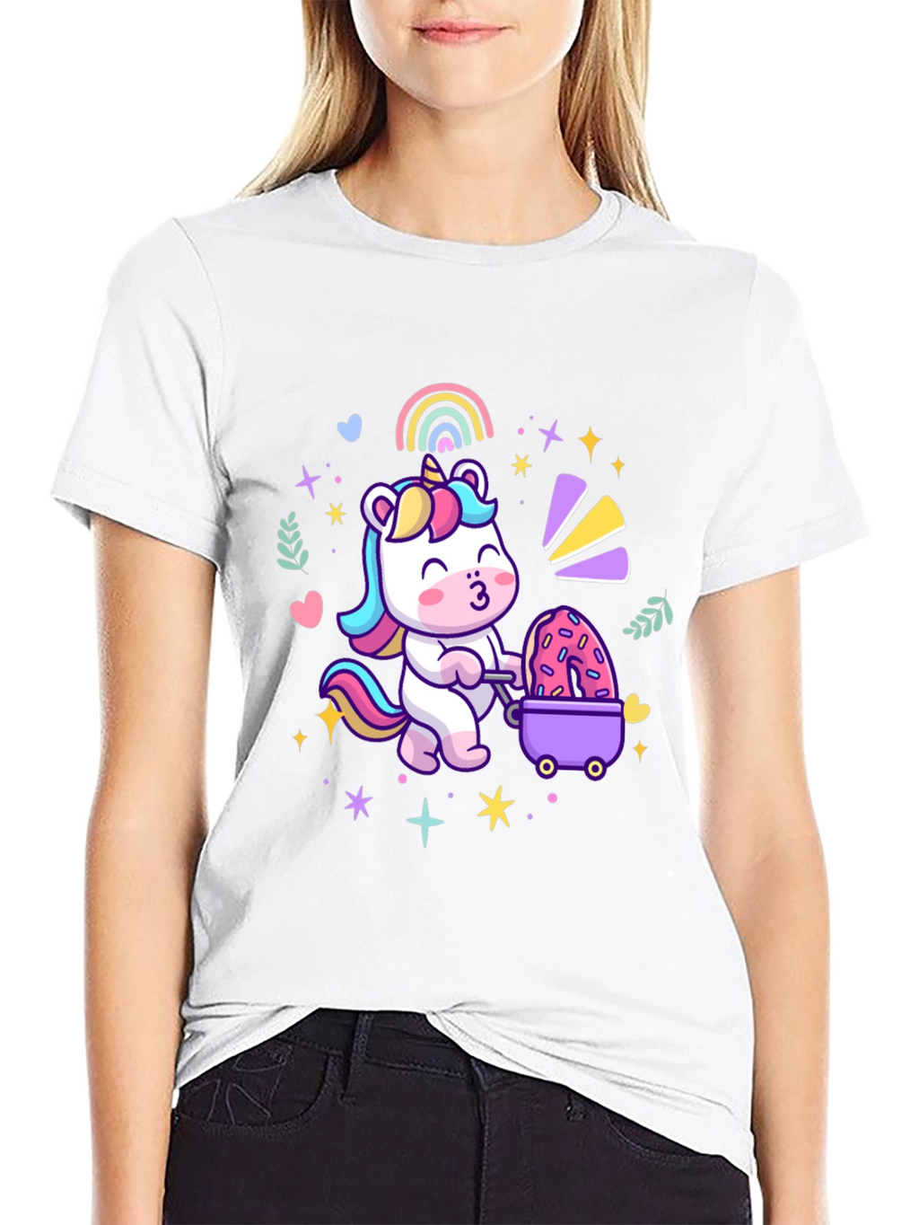 Cute Unicorn Donut Cart Graphic Tee