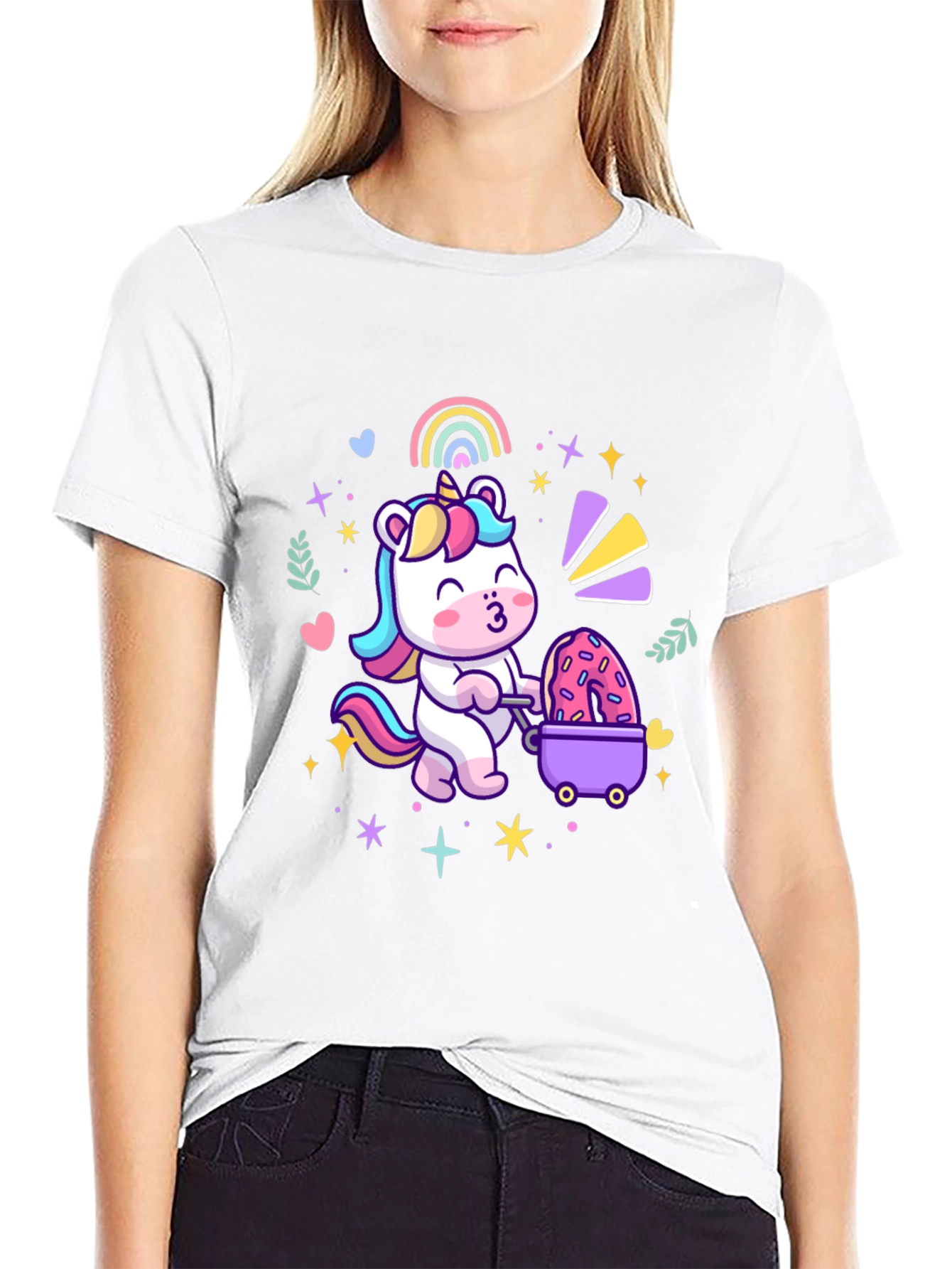 Cute Unicorn Donut Cart Graphic Tee