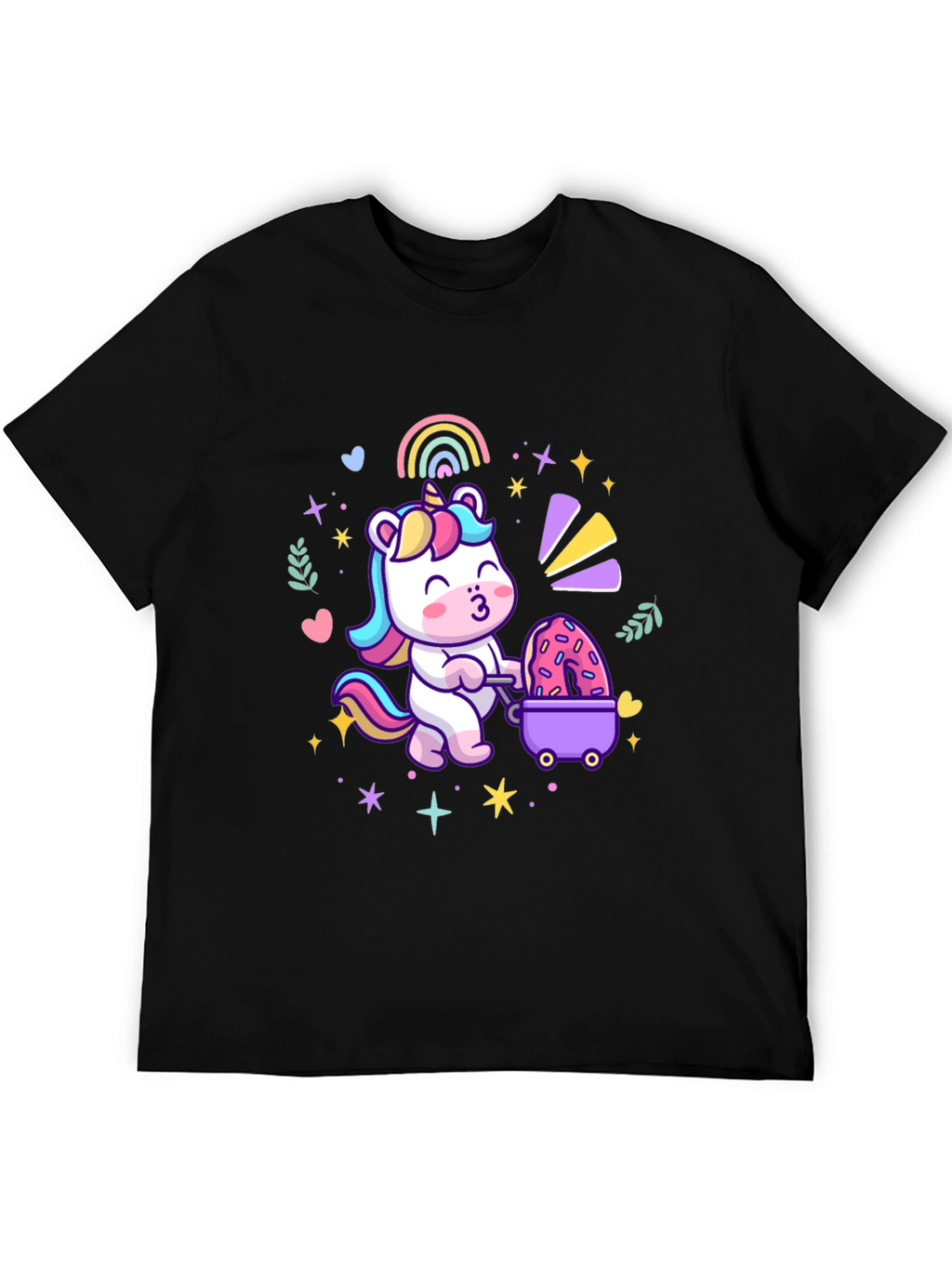 Cute Unicorn Donut Cart Graphic Tee