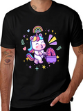 Cute Unicorn Donut Cart Graphic Tee