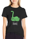 Black T-Shirt with Green Snake Graphic