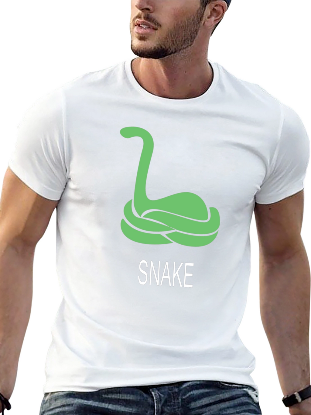 Black T-Shirt with Green Snake Graphic