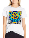Abstract Cheetah Graphic Print Mens Black T-Shirt