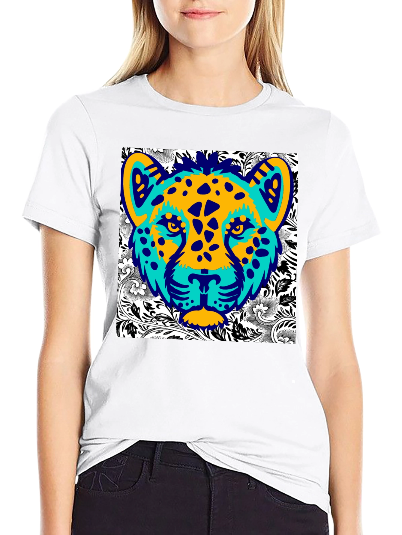 Abstract Cheetah Graphic Print Mens Black T-Shirt
