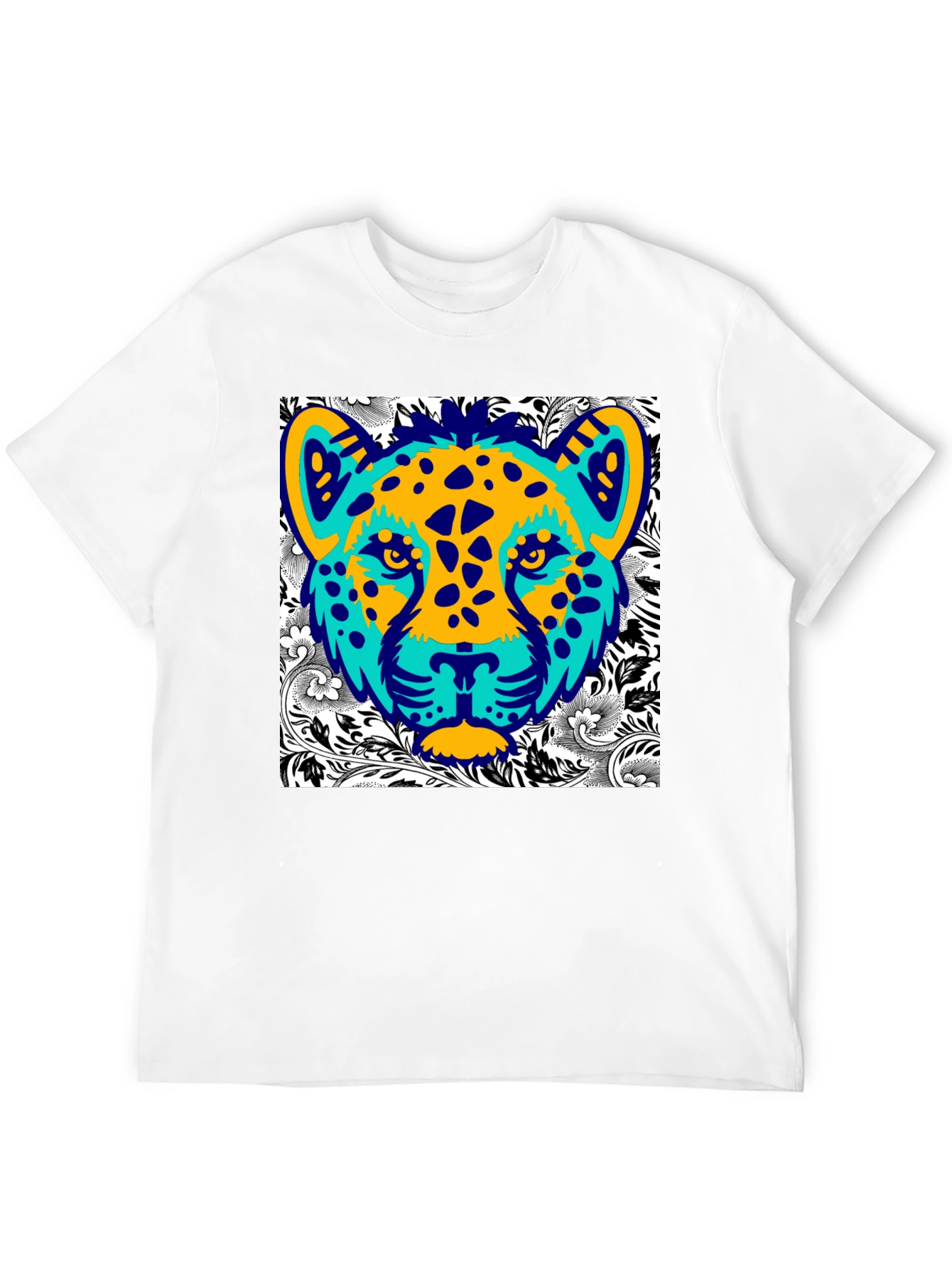Abstract Cheetah Graphic Print Mens Black T-Shirt