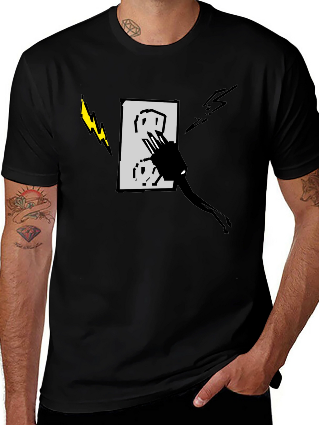 Electric Outlet Graphic Tee - Stylish Black T-Shirt