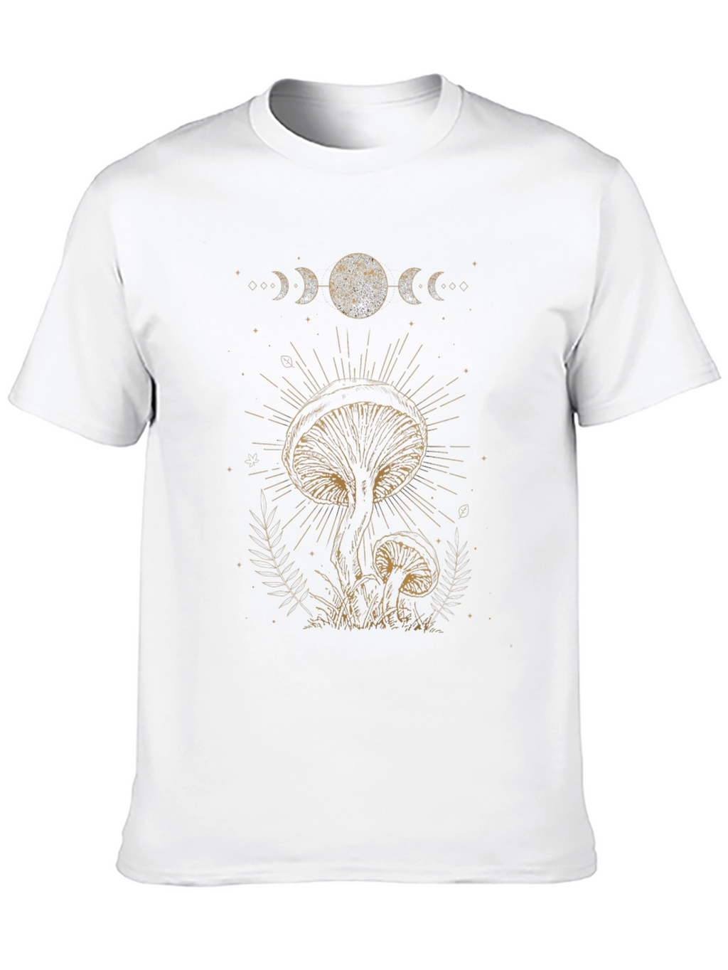 Mushroom Moon Phase Graphic Tee - Black Cotton T-Shirt