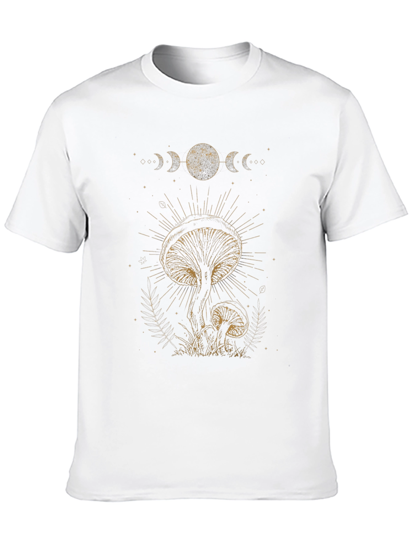 Mushroom Moon Phase Graphic Tee - Black Cotton T-Shirt