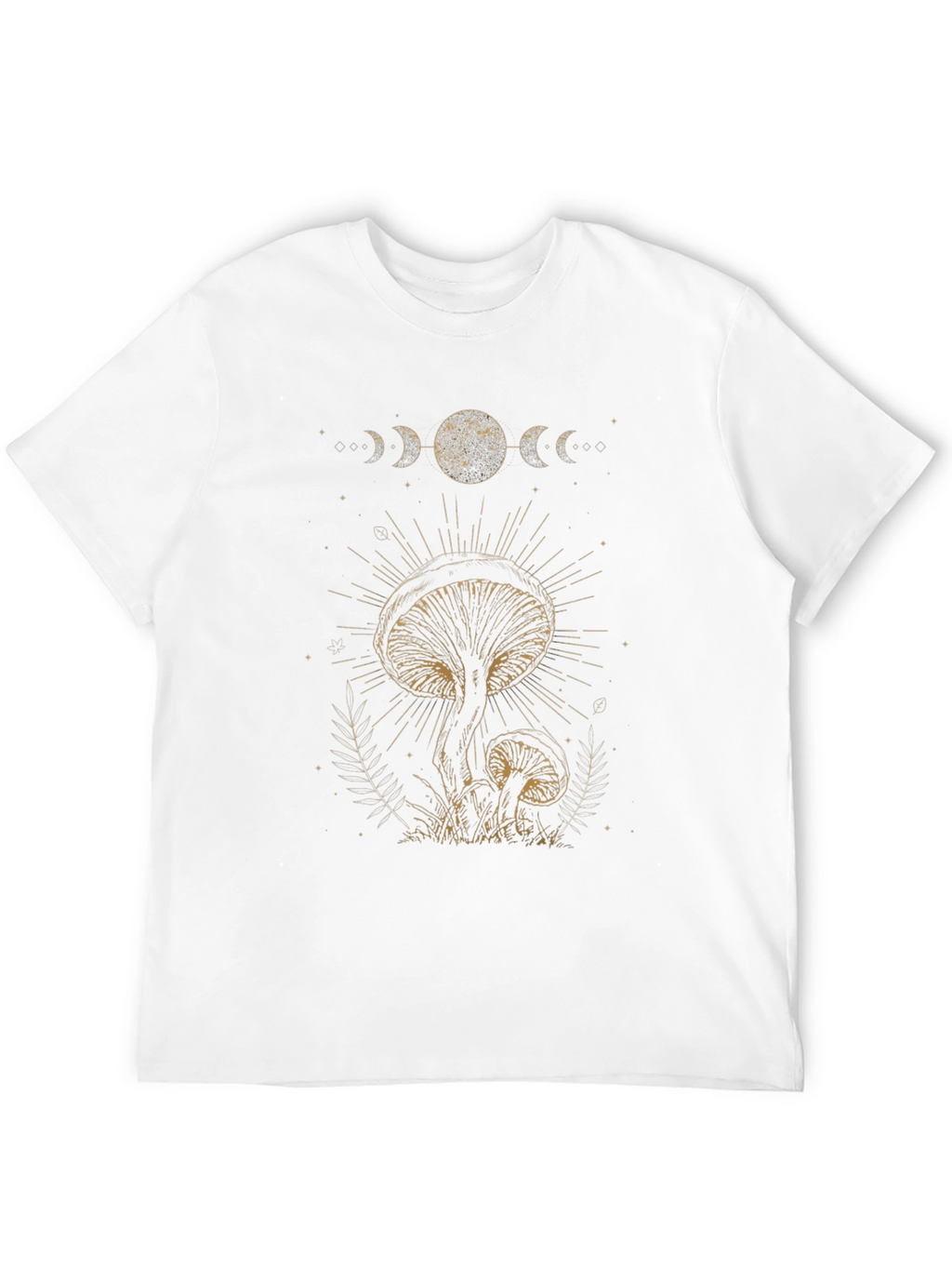 Mushroom Moon Phase Graphic Tee - Black Cotton T-Shirt