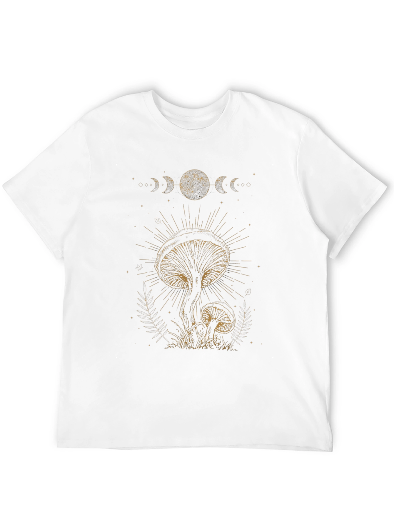 Mushroom Moon Phase Graphic Tee - Black Cotton T-Shirt