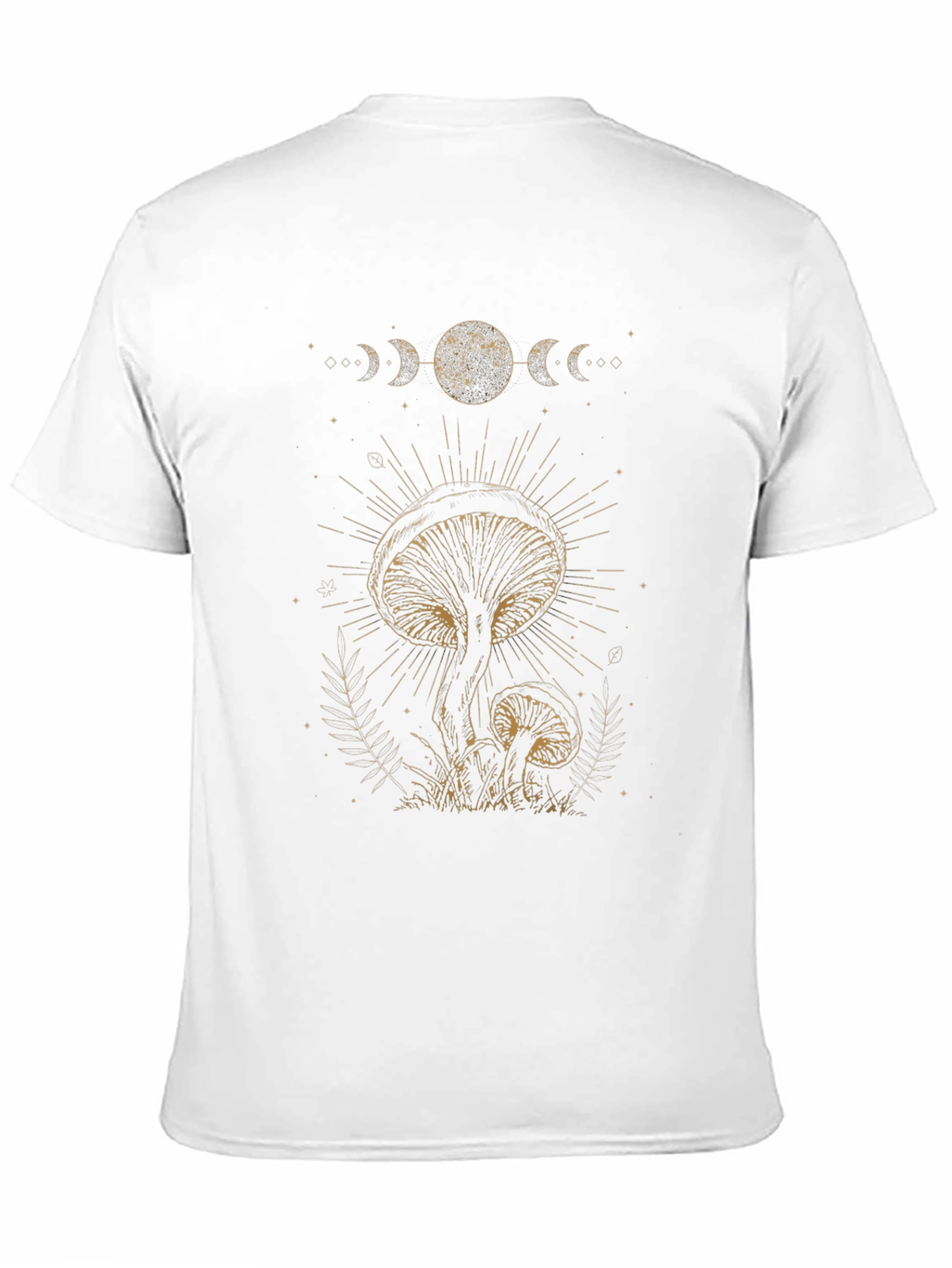 Mushroom Moon Phase Graphic Tee - Black Cotton T-Shirt