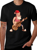 Santa Bass Player T-Shirt - Black Cotton Tee
