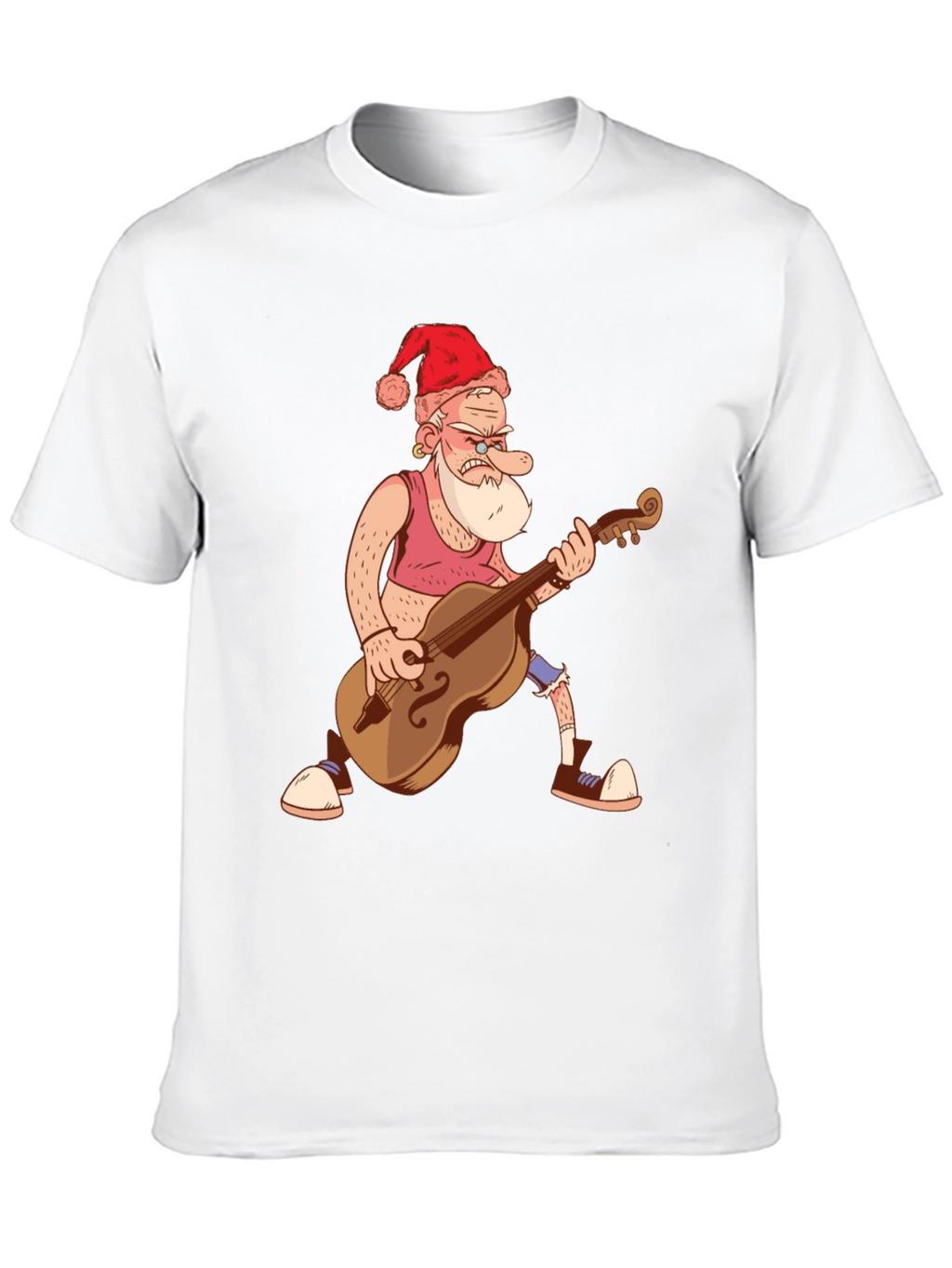 Santa Bass Player T-Shirt - Black Cotton Tee