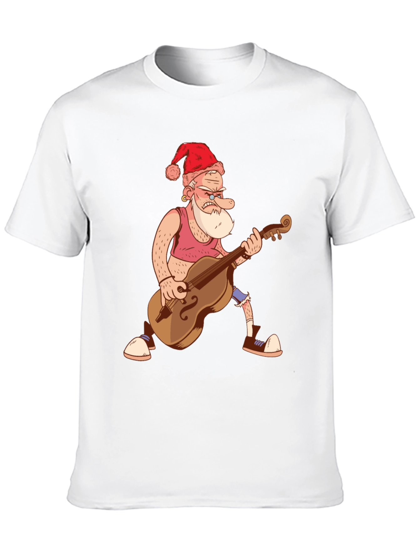 Santa Bass Player T-Shirt - Black Cotton Tee