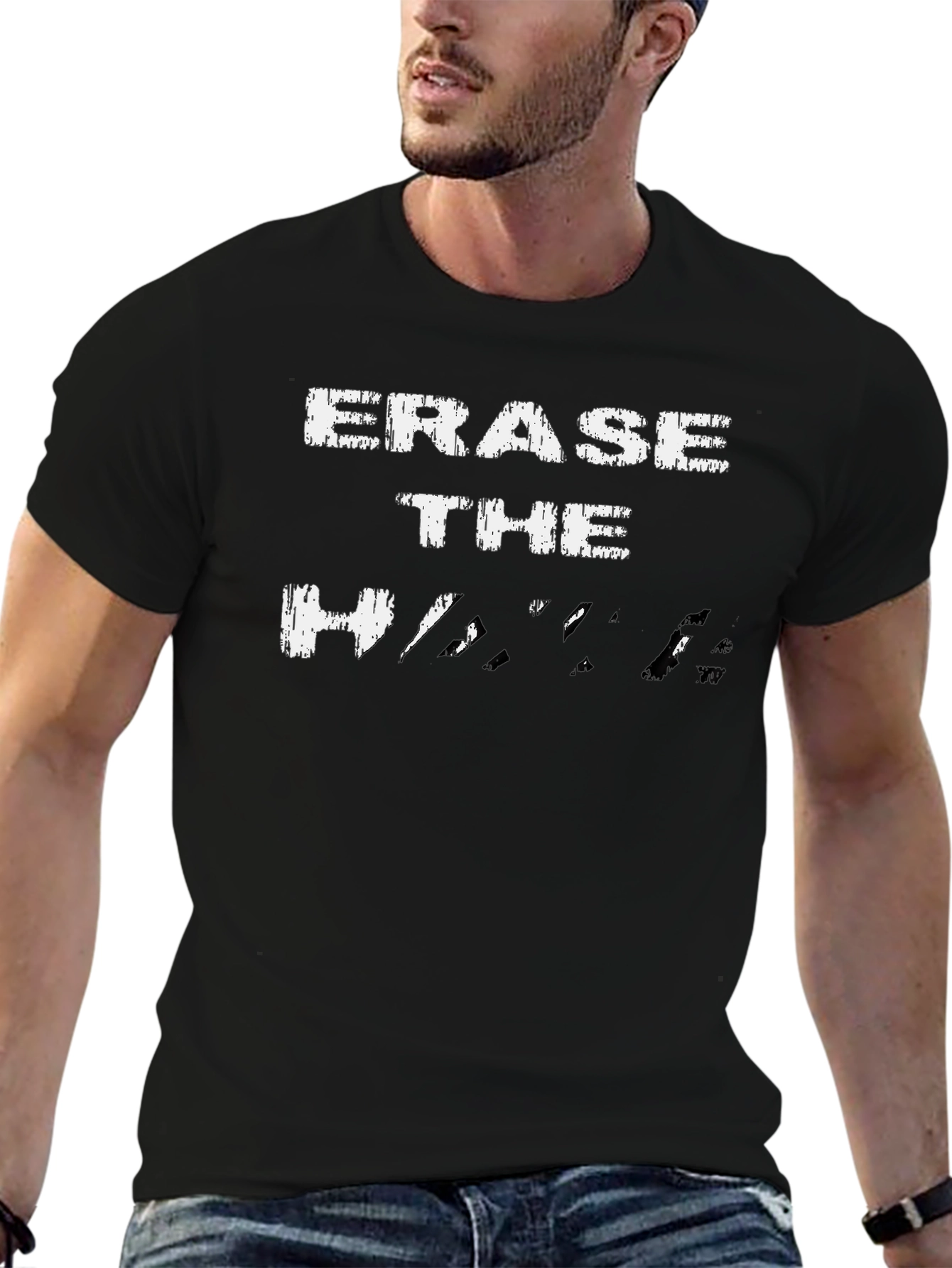 Erase The Hate Graphic Tee - Black Cotton T-Shirt