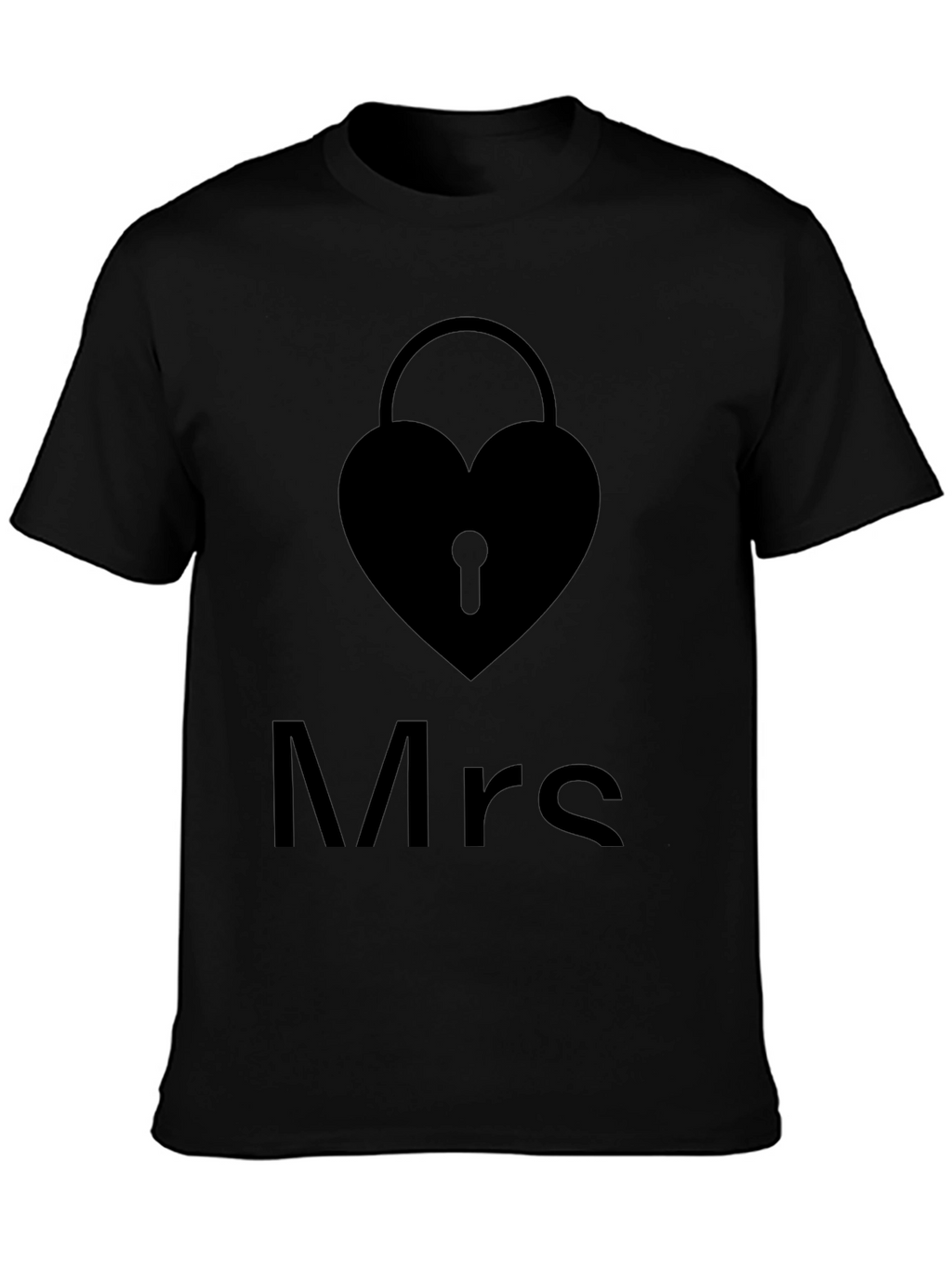 Mrs. Heart Lock Black T-Shirt - Stylish Couples Apparel