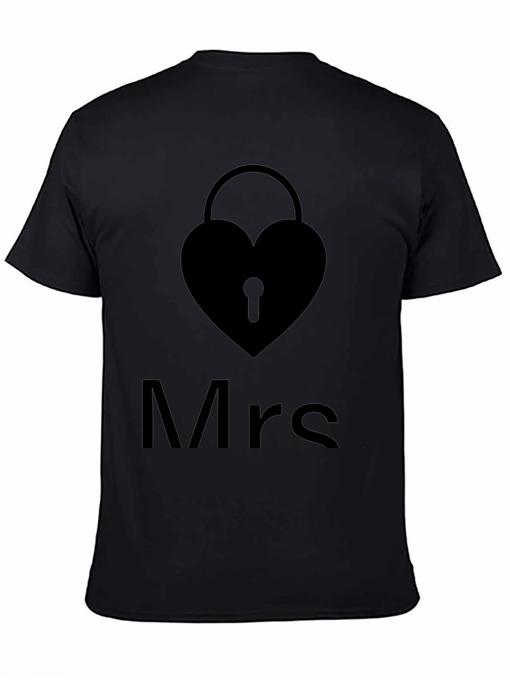 Mrs. Heart Lock Black T-Shirt - Stylish Couples Apparel