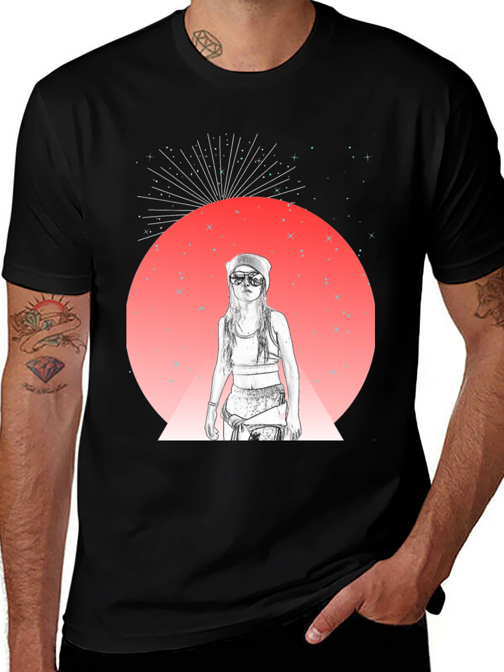 Cosmic Vibe Black Graphic Tee