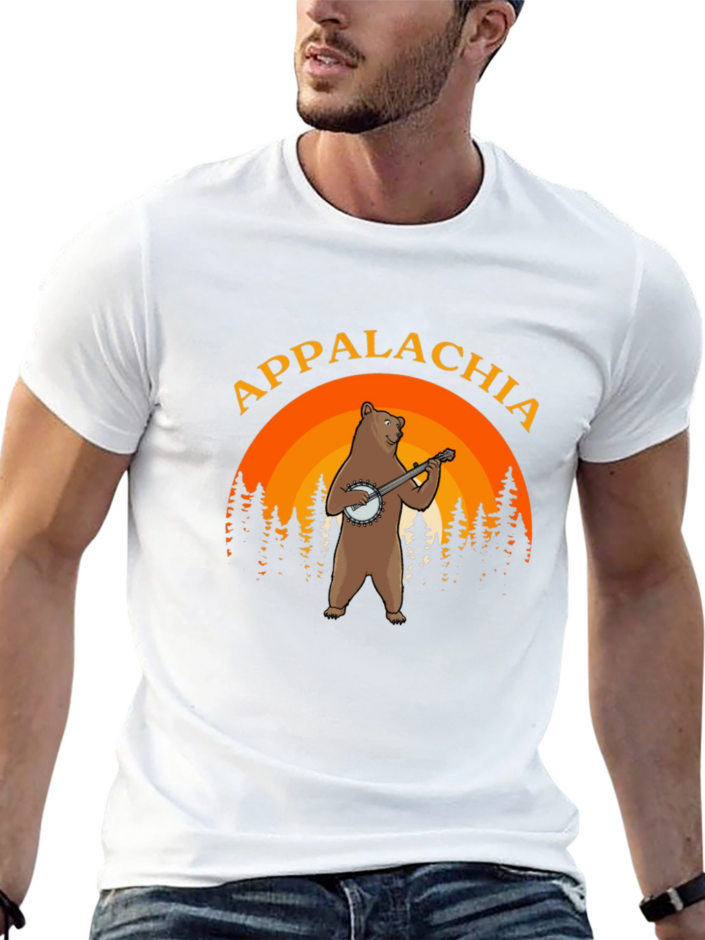 Appalachia Bear Banjo Black T-Shirt