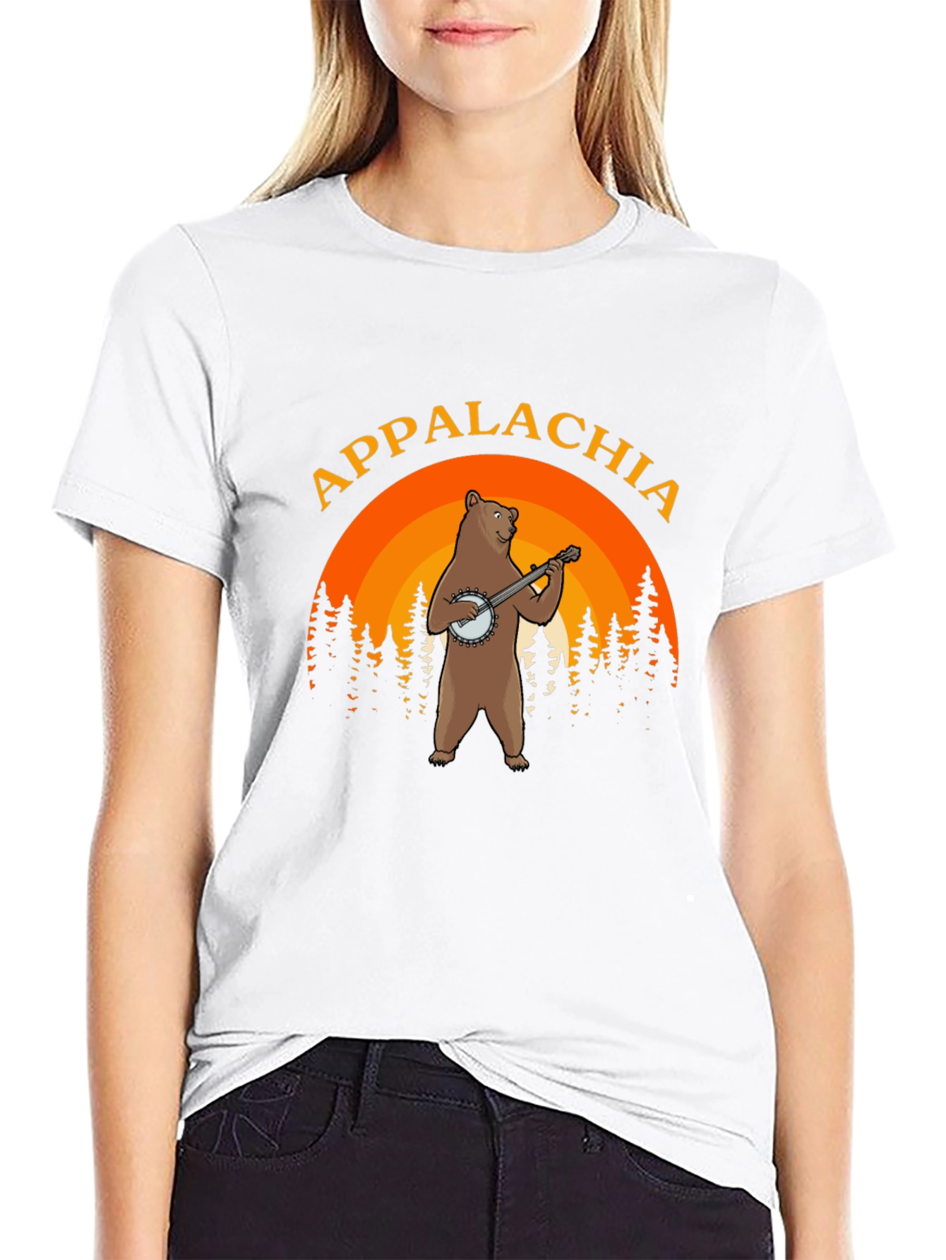 Appalachia Bear Banjo Black T-Shirt